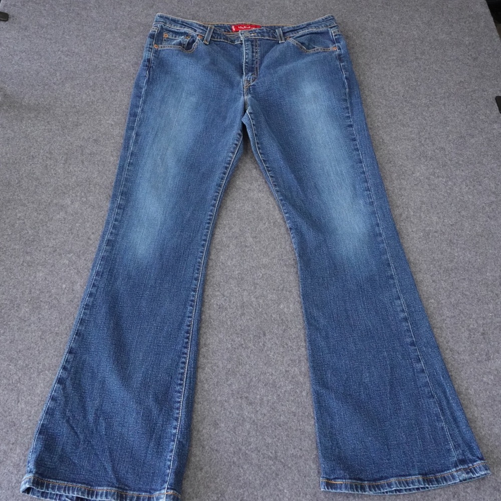 Levis 519 Low Flare Jeans Womens 15 JR M Medium Wash Blue Low Rise Denim